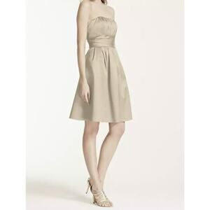 David's Bridal Cotton Sateen Champagne Short Bridesmaid Dress, NWT, Size 20
